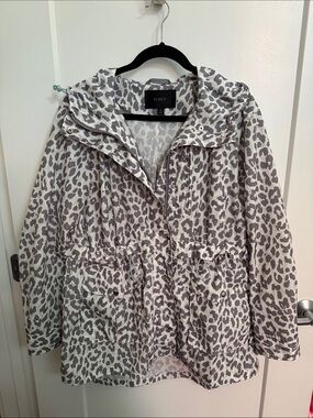 J. Crew Gray Leopard-Print Utility Anorak rain jacket